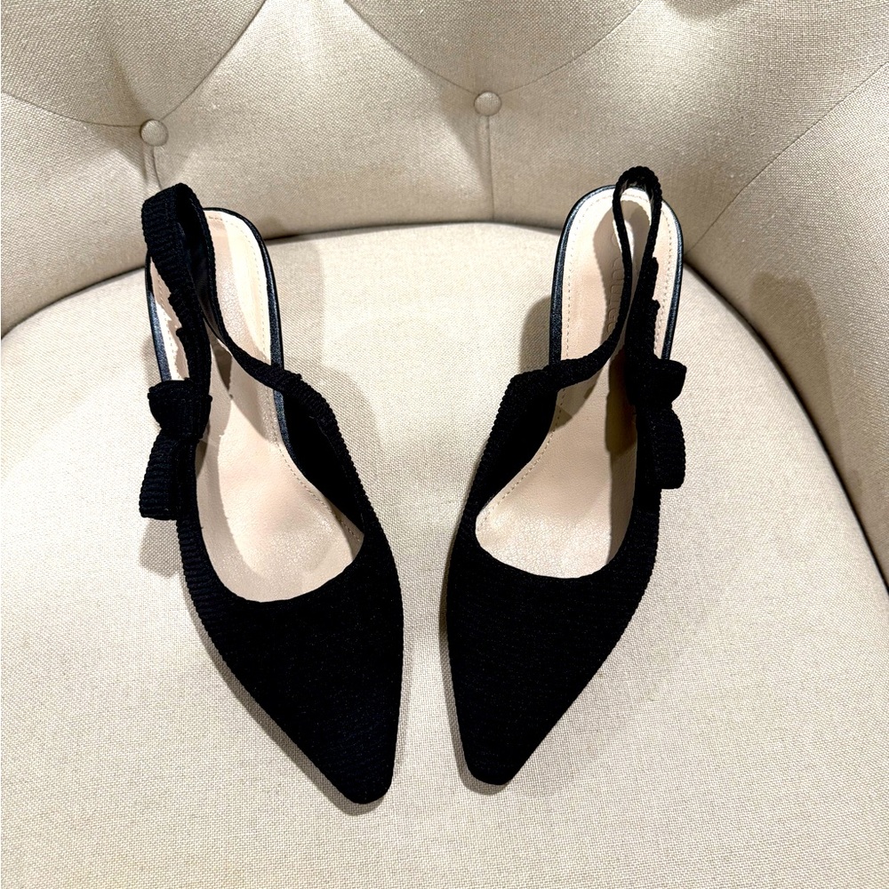 Women's Black Slingback Heels, Size 8